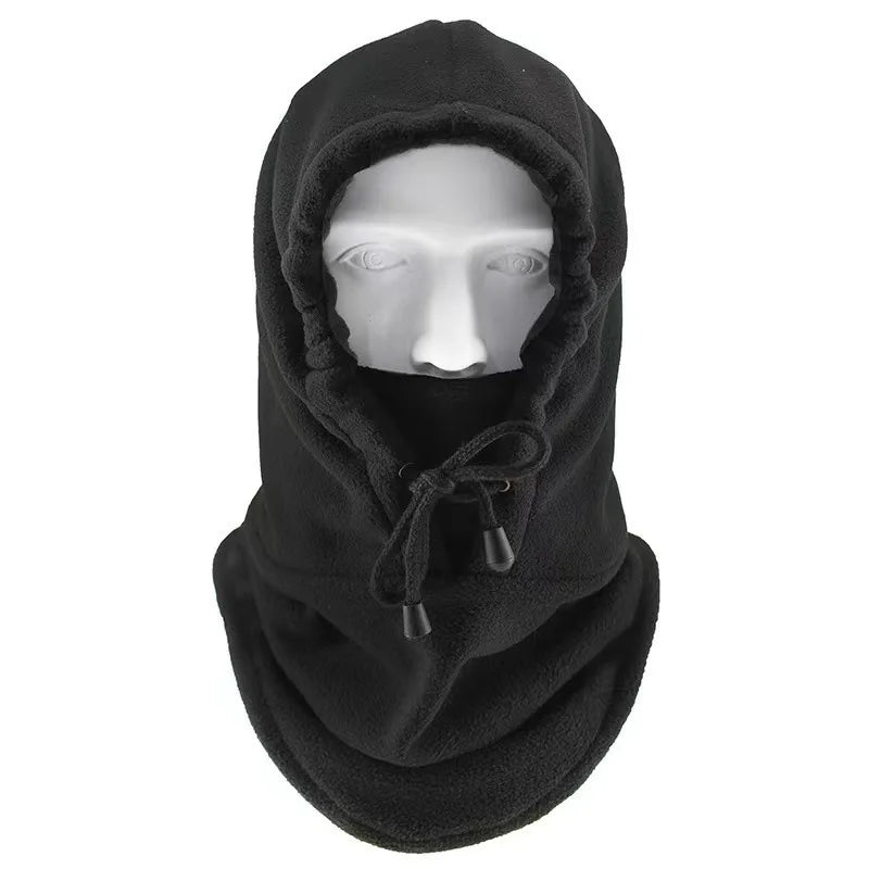 Black Polar Fleece Balaclava Mask by Belro, designed for winter warmth and full face coverage in cold weather.