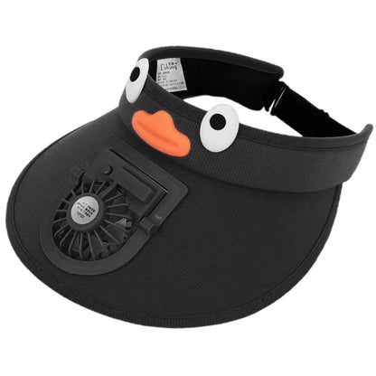 Black kids sun visor hat with built-in cooling fan, lightweight sun hat for children, Belro brand outdoor accessory