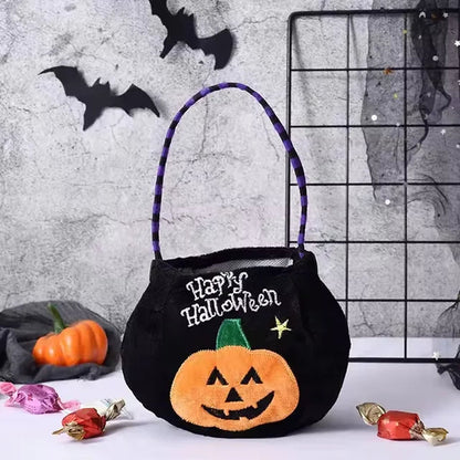 Black Pumpkin Halloween treat bag for kids, made by Belro, designed for storing candies and treats during Halloween celebrations.