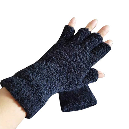 Black Belro Winter Comfort Knit Half Finger Gloves, cozy accessories for warmth and style during cold weather.