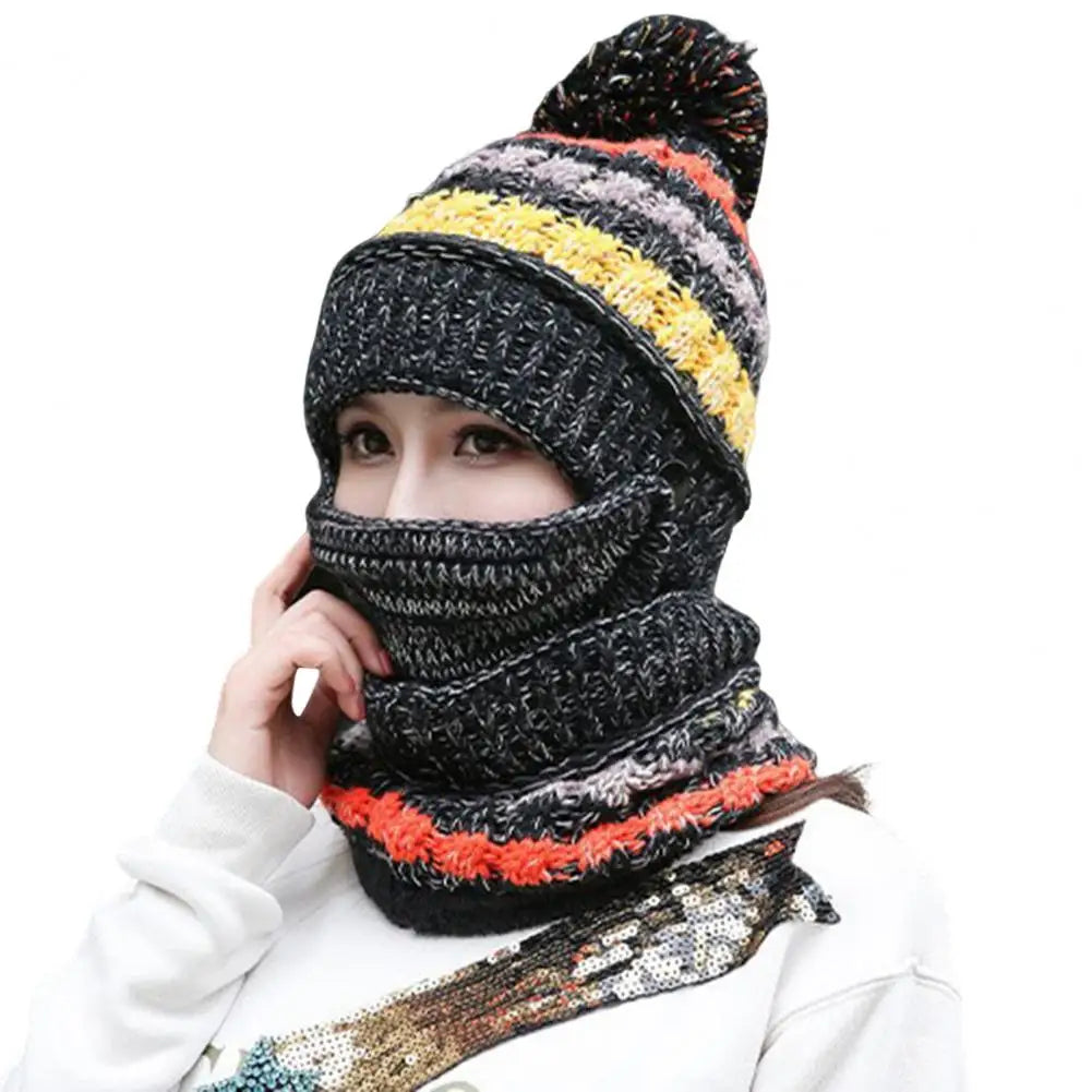 Belro cozy black knitted hat and scarf set with velvet lining, perfect winter accessories for warmth and style.