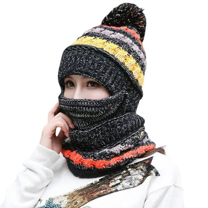Belro cozy black knitted hat and scarf set with velvet lining, perfect winter accessories for warmth and style.