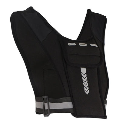 Black Belro reflective running vest chest bag with adjustable straps and reflective details for visibility during activewear workouts.