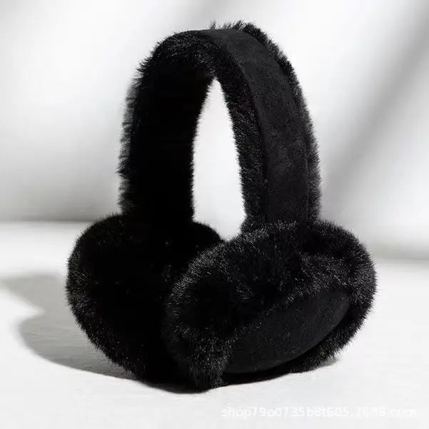 Black plush ear muffs winter headband by Belro with soft, cozy fabric to keep ears warm during cold weather.