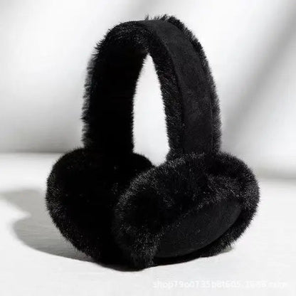 Black plush ear muffs winter headband by Belro with soft, cozy fabric to keep ears warm during cold weather.