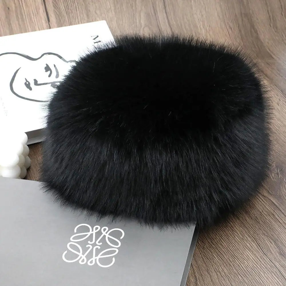 Black Belro luxury faux fur winter hat with plush, soft texture, perfect for cold weather and stylish winter accessories.