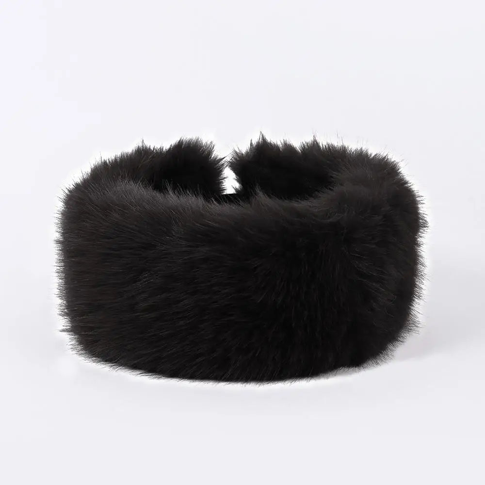 Black fluffy faux fur headband for women, stylish hair accessory by Belro, soft and cozy for winter fashion.