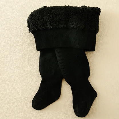 Black kids' fleece-lined leggings by Belro, cozy winter clothing with soft, warm fleece lining for cold weather wear.