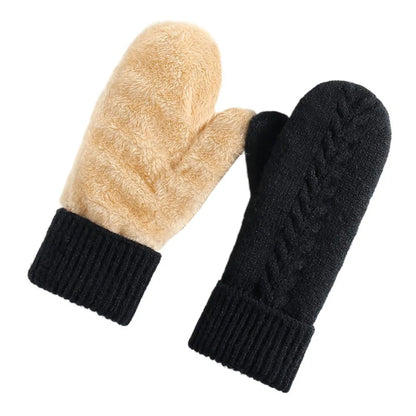 Black Belro double layer fleece-lined winter mittens showing thick, cozy insulation and durable glove exterior for cold weather.