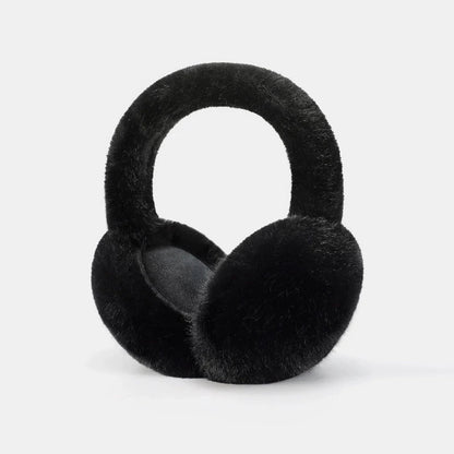 Black Belro luxury plush earmuffs for winter comfort, featuring soft, cozy fabric and stylish design for cold weather warmth.