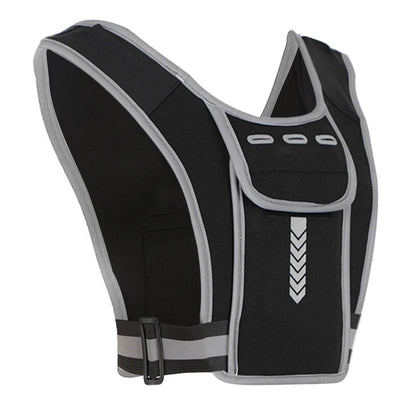 Black Belro reflective running vest chest bag designed for activewear, featuring high-visibility reflective accents for safety during exercise.
