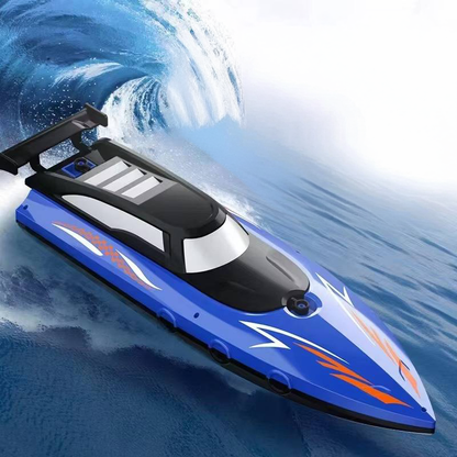 Blue Belro RC boat for toys and games, featuring a sleek design perfect for water play and remote-controlled fun.