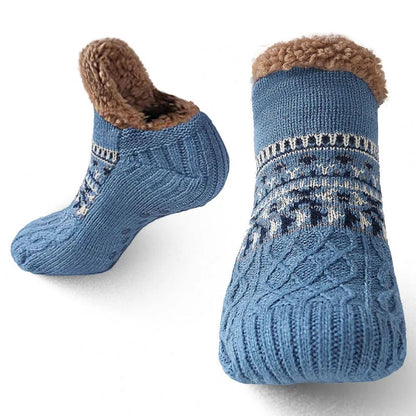 Blue Belro snow pattern warm winter socks with snowflake designs, perfect for cold weather and winter accessories.