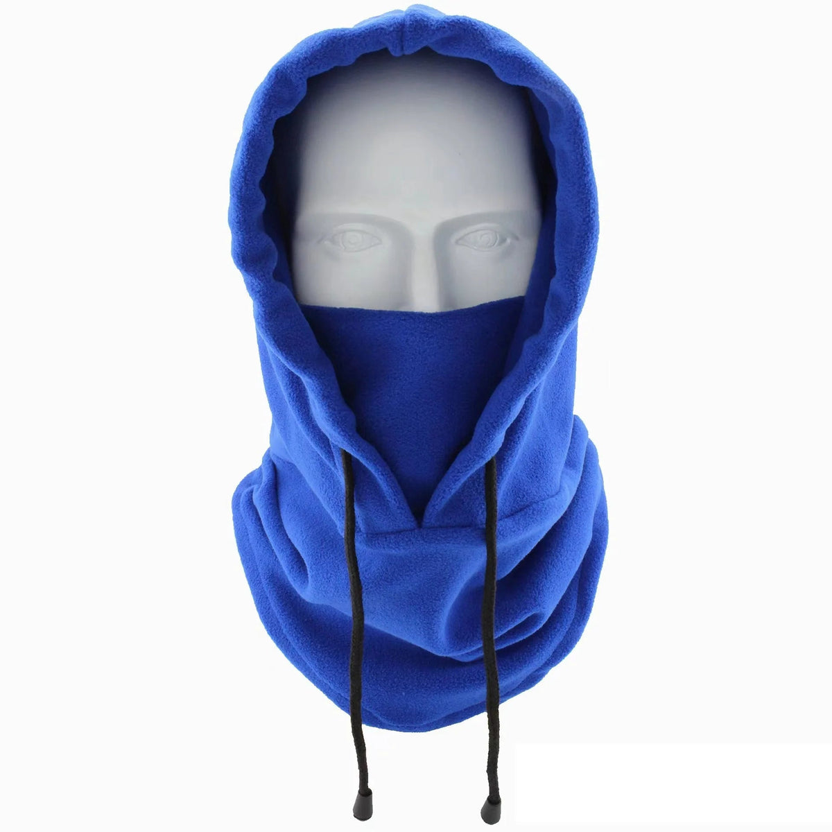 Blue Belro polar fleece balaclava mask for winter, full face coverage with thermal fleece material, suitable for cold weather outdoor activities.