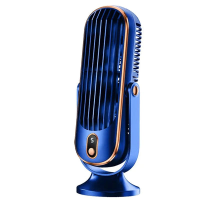 Blue Belro mini portable air conditioner for desktop, compact cooling unit suitable for home and outdoor use.