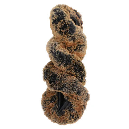 Brown plush winter car steering wheel cover by Belro, soft and warm for added comfort during cold weather.