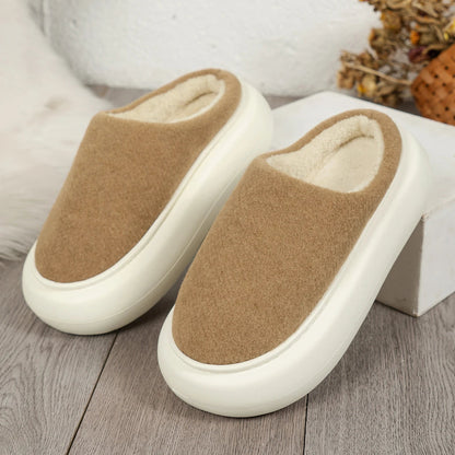 Belro warm plush indoor winter slippers for women in brown, cozy footwear with soft, plush lining for comfort and warmth.