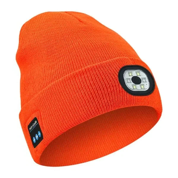 Belro 3-in-1 Bluetooth Beanie with built-in flashlight and audio speakers, ideal for outdoor activities and cold weather.