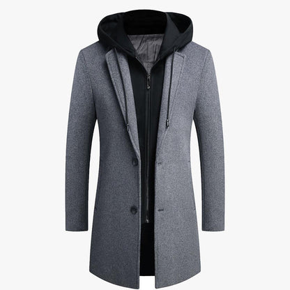 Belro removable hooded coat featuring a stylish design, front zipper, and adjustable hood for versatile winter wear.