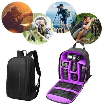 Belro multifunctional camera backpack with multiple compartments for electronics and camera gear, black, stylish design