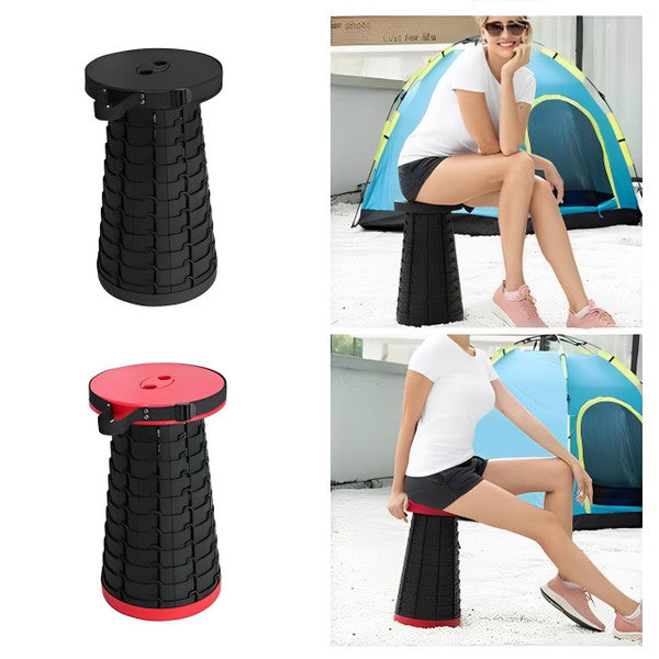 Belro Ultra Light Retractable Stool, compact and portable home and garden furniture, shown in a folded and extended position.