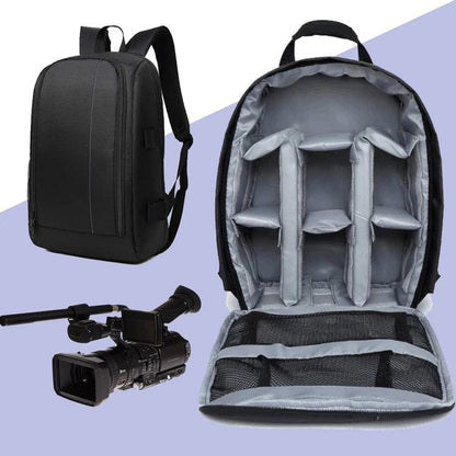 Belro multifunctional camera backpack with multiple compartments and padded straps, designed for electronics and camera gear.