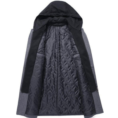 Belro removable hooded coat, stylish jacket with a detachable hood, shown in a versatile outerwear design.
