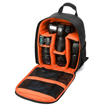 Belro multifunctional camera backpack with multiple compartments and padded straps, ideal for electronics and photography gear.