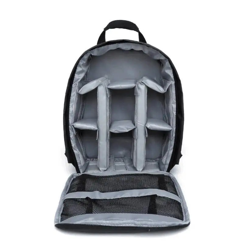 Belro multifunctional camera backpack with multiple compartments and padded straps, designed for electronics and camera gear.