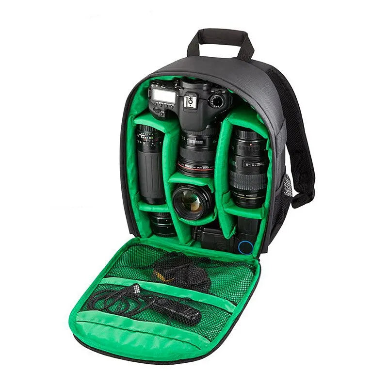 Belro multifunctional camera backpack with multiple compartments and padded straps, designed for electronic and camera gear storage.
