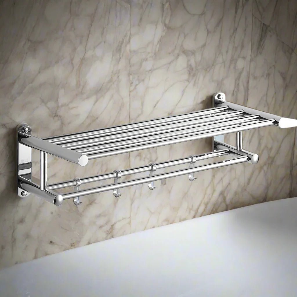 Belro space-saving wall rack with modern minimalist design for bathroom or kitchen organization, mounted on a wall.