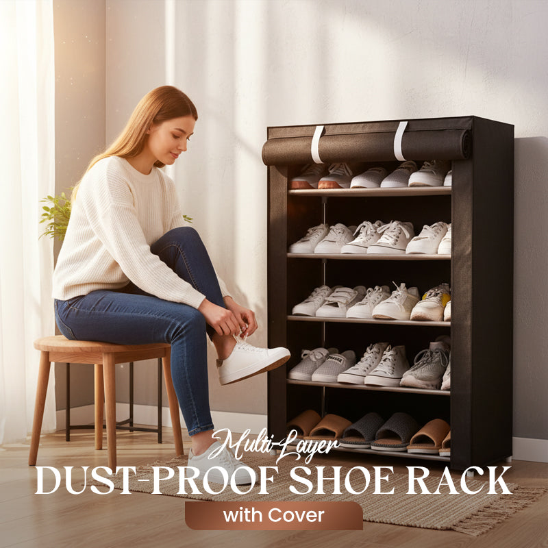 Mivoza fabric shoe rack with steel frame, 6 or 8 tiers, space-saving freestanding shoe storage for organized footwear.
