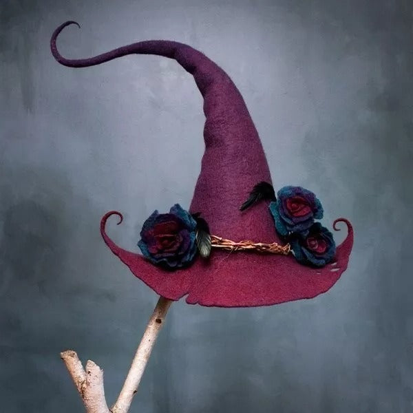 Belro Halloween felt witch hats for men, festive costume accessories with pointed black design and decorative band.