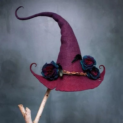 Belro Halloween felt witch hats for men, festive costume accessories with pointed black design and decorative band.