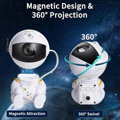 Belro Galaxy Light Projector displaying starry night sky projection on a wall in a cozy room.