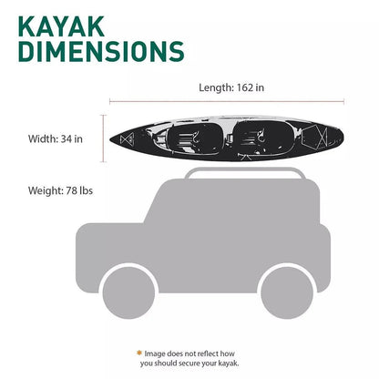 Casavibeo Perceptions Rambler Tandem Kayak on water with two paddles, showcasing outdoor recreation and tandem kayaking.
