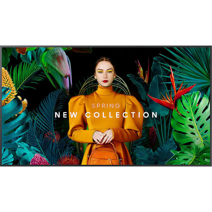 Samsung 50-inch 4K UHD commercial display with intelligent upscaling by Casavibeo, showing a vibrant, high-resolution screen.