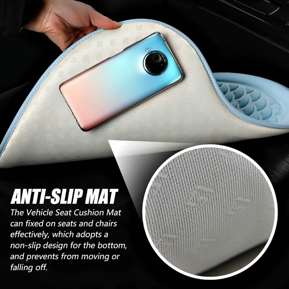 Belro cooling gel car seat cushion providing comfort and support for back pain relief in a vehicle seat