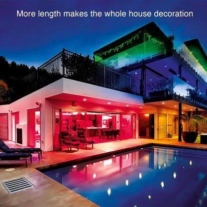 Belro 32ft LED strip light for outdoor home and garden, flexible lighting with vibrant illumination on a white background.