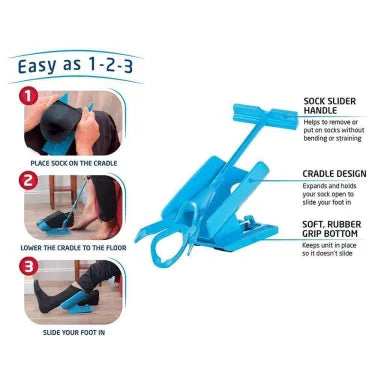 Belro compression sock aid kit with easy-on, easy-off design, including straps and handles for assistance with dressing.