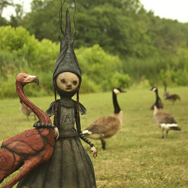 Belro creepy witch sculpture from The Dark and Bizarre Art collection, Halloween decoration, detailed figurine for home decor.