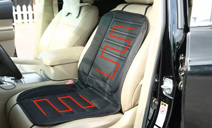 Belro full coverage heated winter car seat warmer cushion pad showing plush fabric and control panel for cozy outdoor driving.