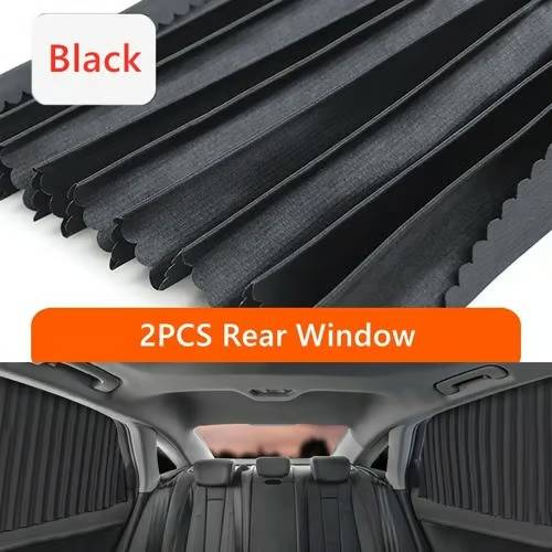 Belro car window shades attached to vehicle windows, providing sun protection and privacy for passengers.