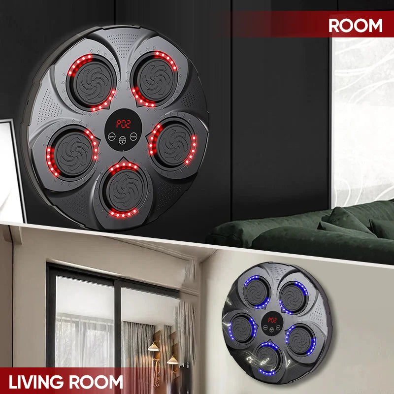 Belro wall-mounted music boxing machine for men, showcasing a sleek clothing design with integrated fitness and music features.