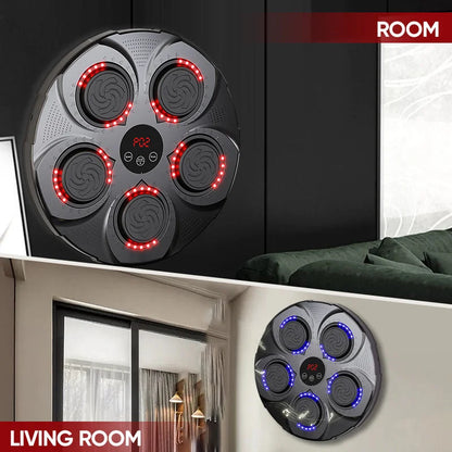 Belro wall-mounted music boxing machine for men, showcasing a sleek clothing design with integrated fitness and music features.