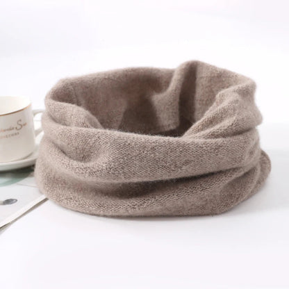 Belro merino wool face mask and winter scarf in camel color, cozy clothing accessories for cold weather.
