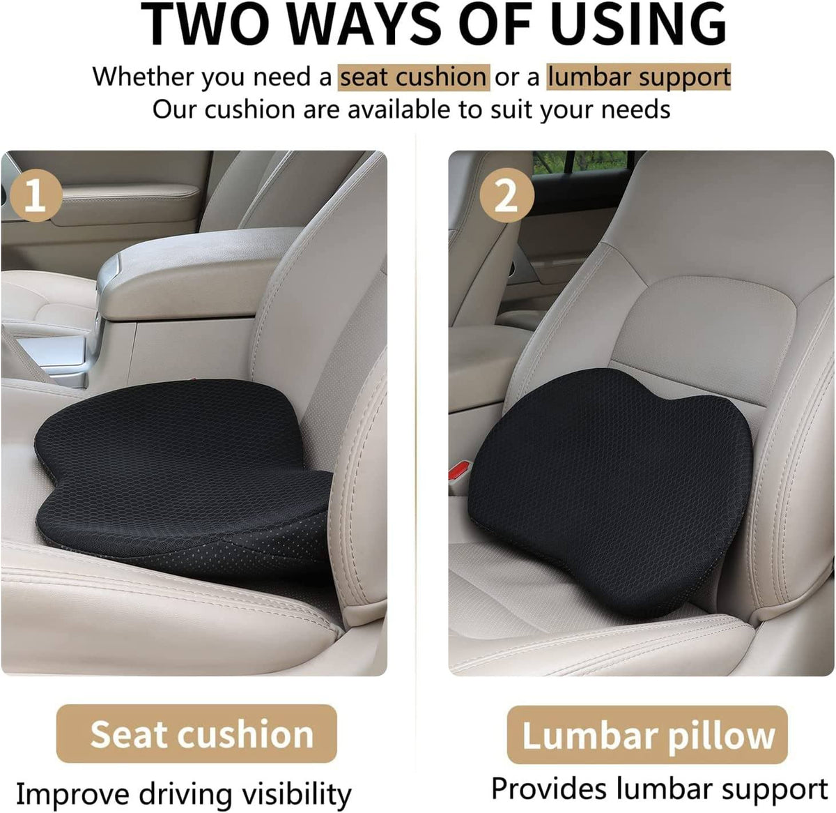 Belro car seat cushion for shorter drivers, ergonomic support pad for improved comfort in vehicle seats.