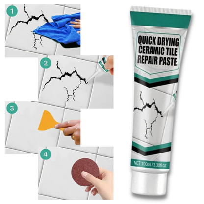 Belro ceramic tile repair paste kit for cracks, chips, and surface damage, with easy-to-apply tools for quick restoration.