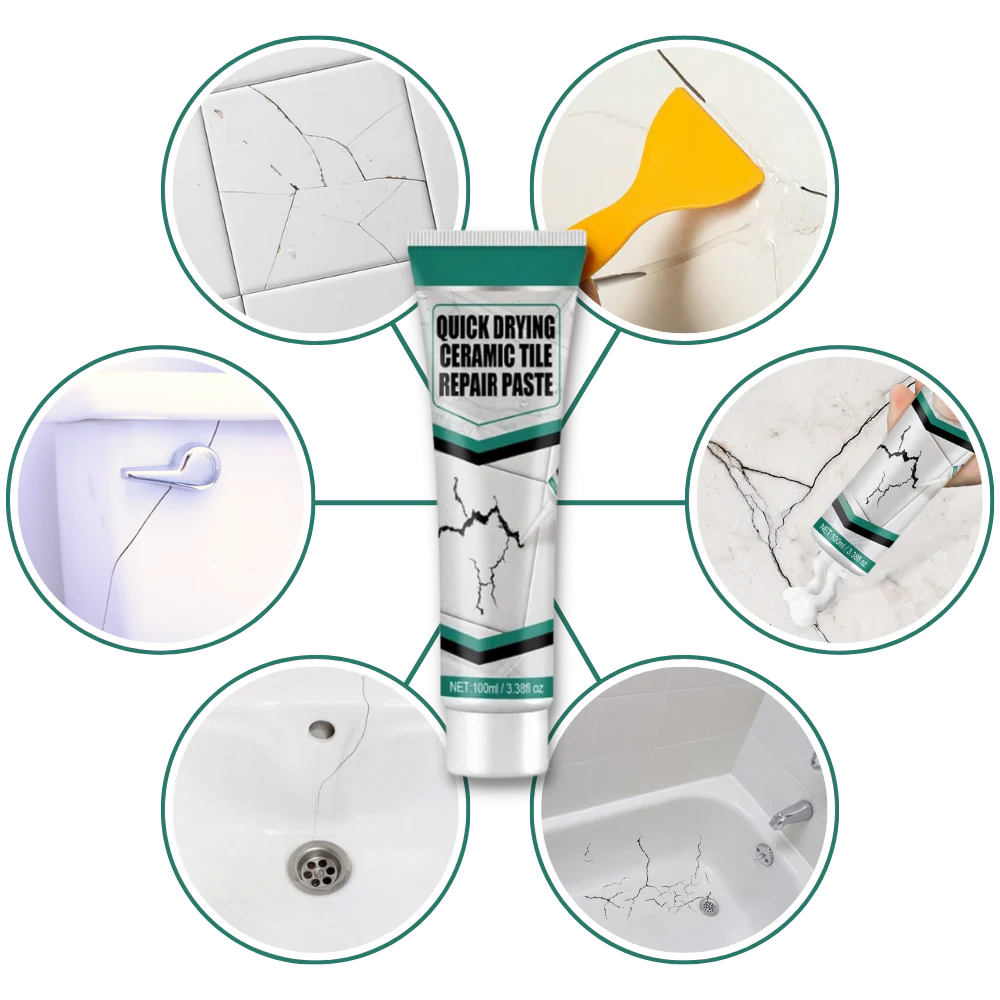 Belro ceramic tile repair paste kit for fixing cracks, chips, and surface damage on tiles with a smooth, ready-to-use application.