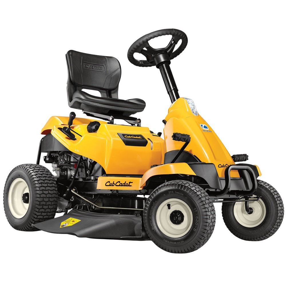 Cub Cadet CC30H 30-inch riding lawn mower with Briggs & Stratton 10.5 HP engine, hydrostatic rear-engine mower, in a yard setting